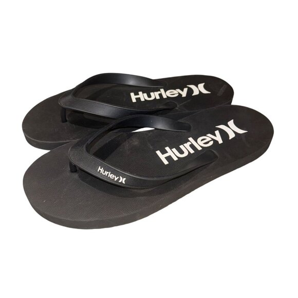 NWOT Hurley Black Mens Thong Flip Flops Sandals Size 9 Beach Casual Footwear - Picture 1 of 9